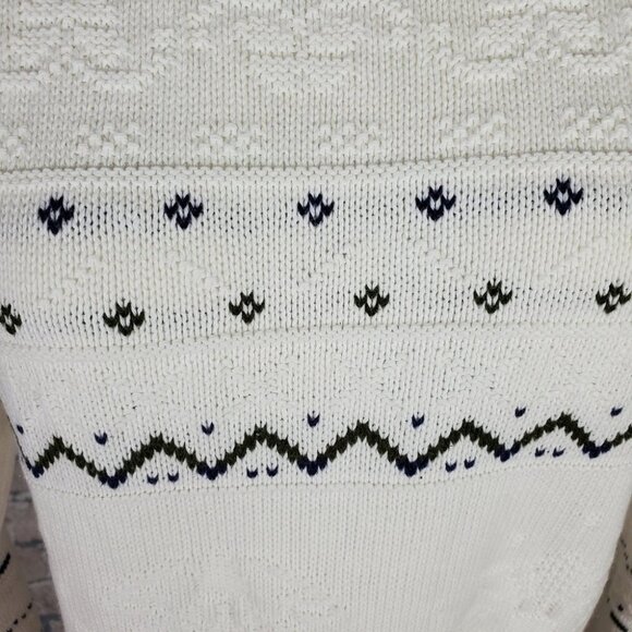 Vintage 80s Jacquard Crewneck Pullover Sweater Cream Measures Medium - Picture 5 of 15